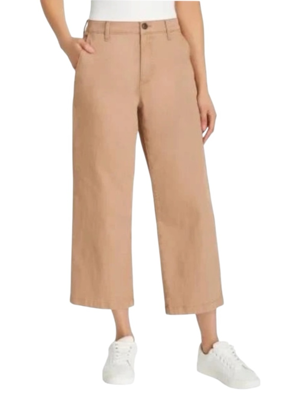 Ella Moss (1859408) Wide Leg Cropped Chinos Pants Brown Size 14 High Rise